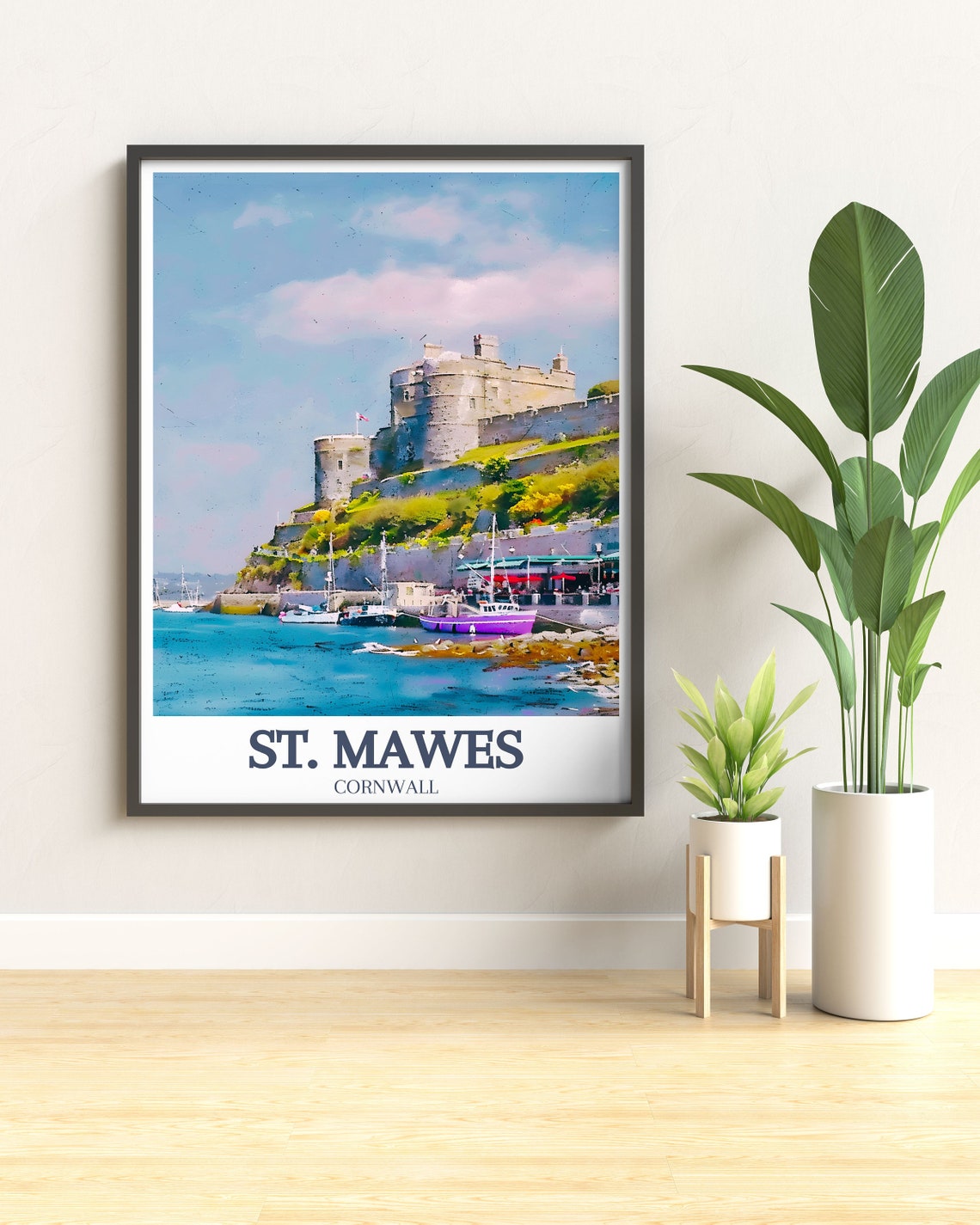 St Mawes Castle Above The Harbour Cornwall Coastal Scene Poster - Image 3