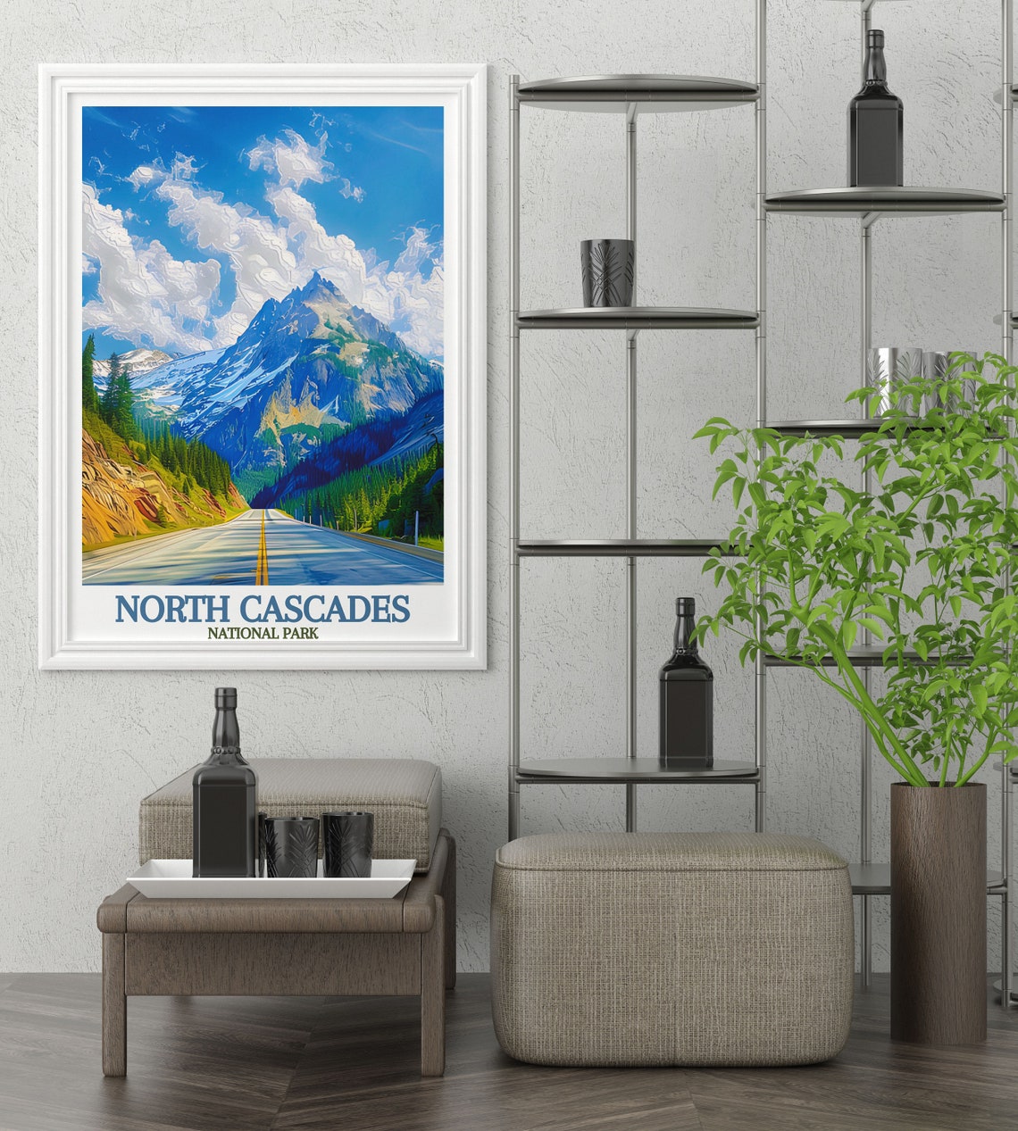 North Cascades Highway Open Mountain Road Under Blue Sky Park Poster - Image 3