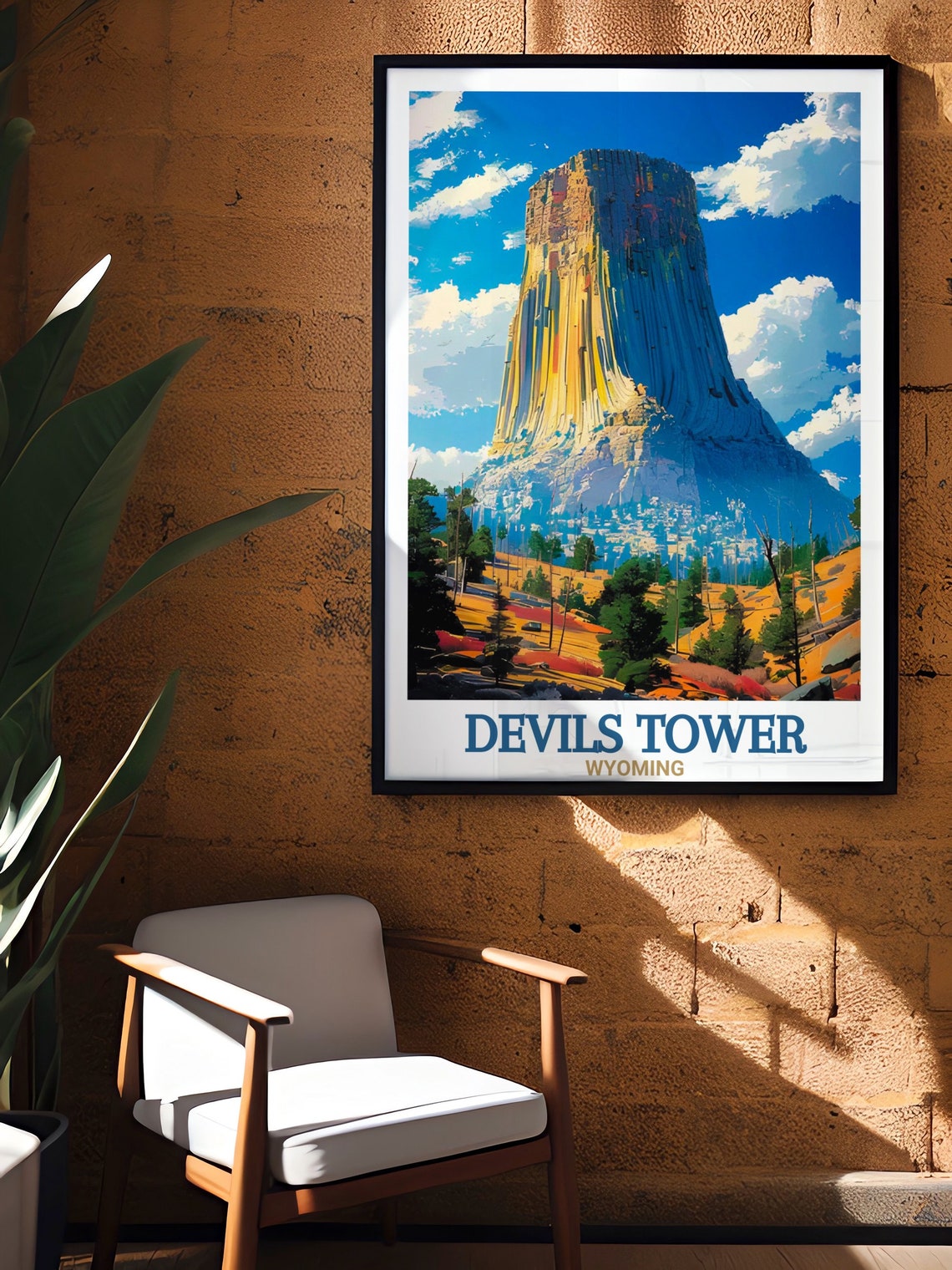 Devils Tower Wyoming National Monument Rock Column Sunset Poster - Image 2