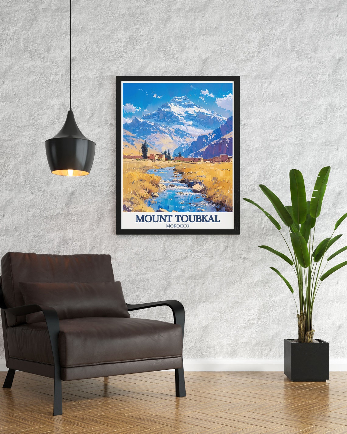 Mount Toubkal Morocco Snow Peak Berber Village Stream Poster - Image 2