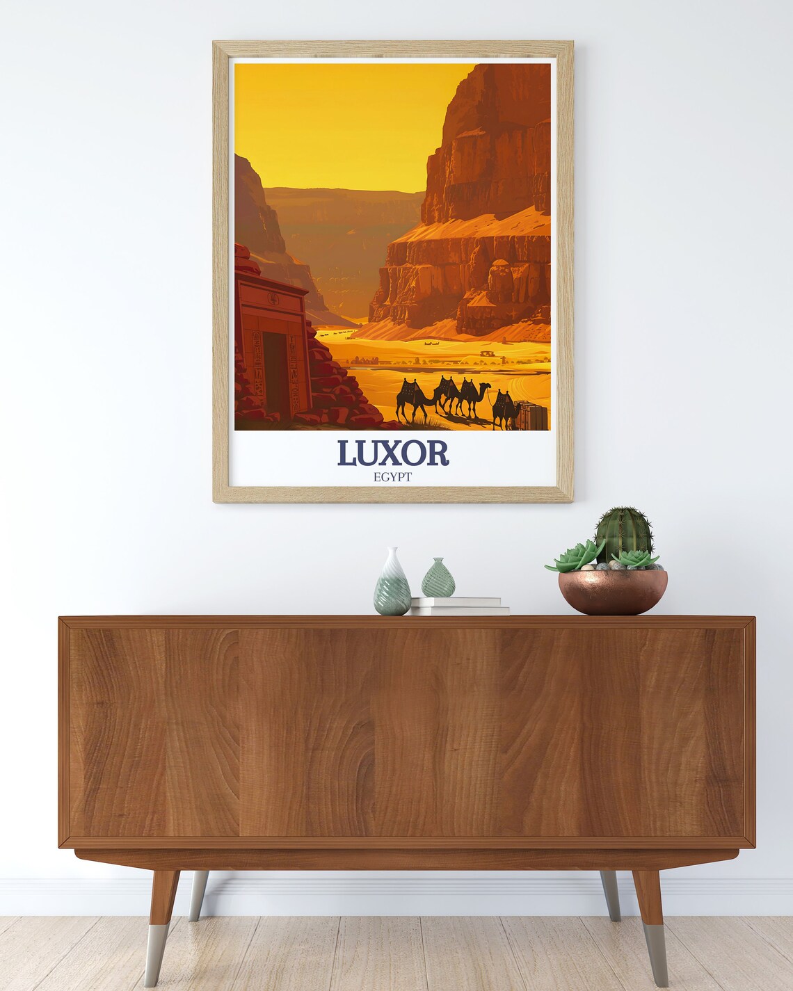 Luxor Egypt Valley of the Kings Camel Caravan Desert Travel Poster - Image 2