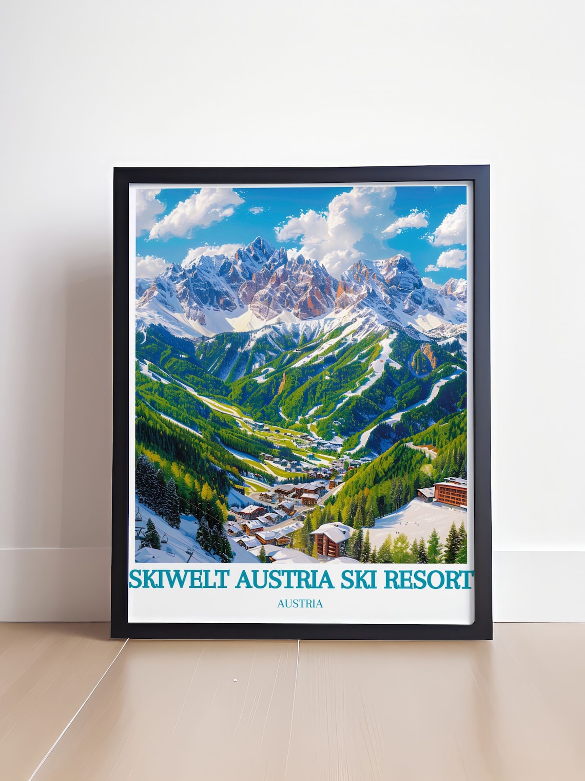 SkiWelt Austria Ski Resort Snowy Alpine Village Valley Poster - Image 4