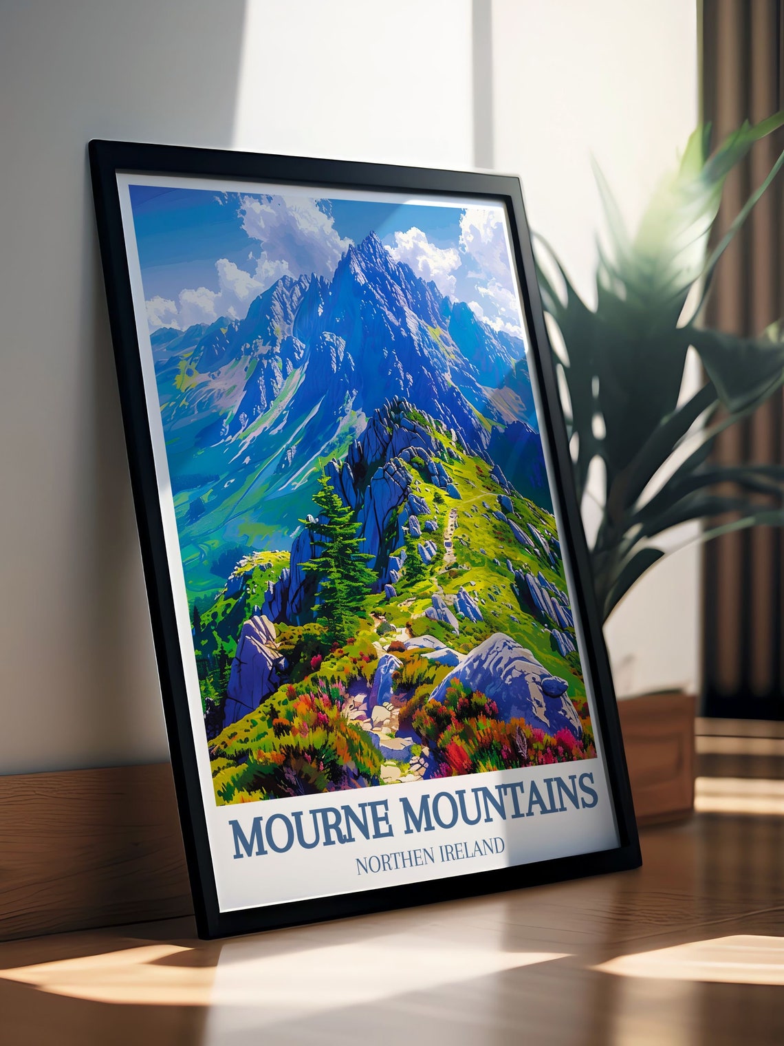 Mourne Mountains Northern Ireland Rocky Summit Trail Travel Poster - Image 2