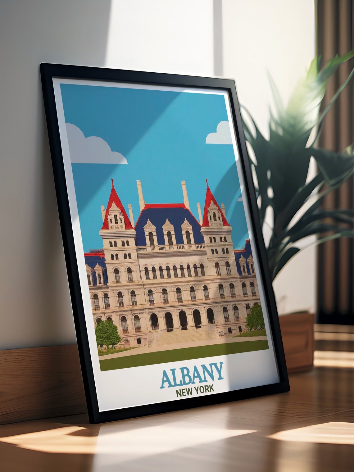 New York State Capitol Building in Albany Bold Graphic Poster - Image 3