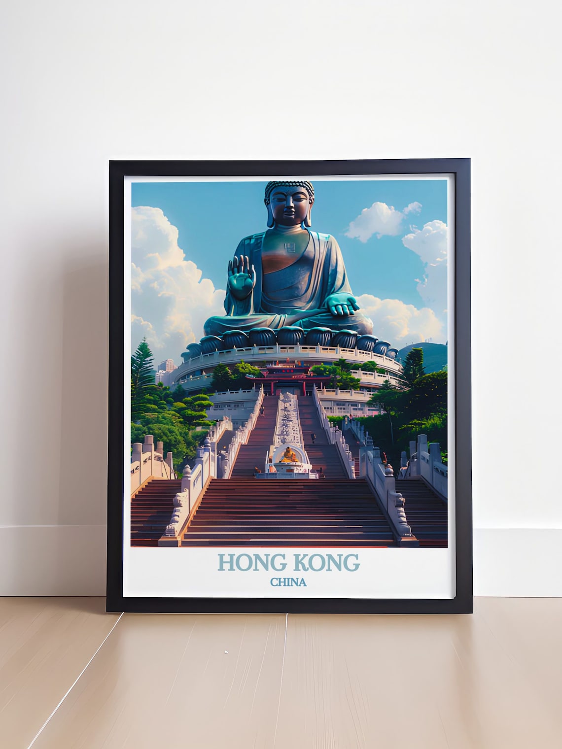 Tian Tan Buddha Hong Kong Big Buddha Stone Steps Travel Poster - Image 4