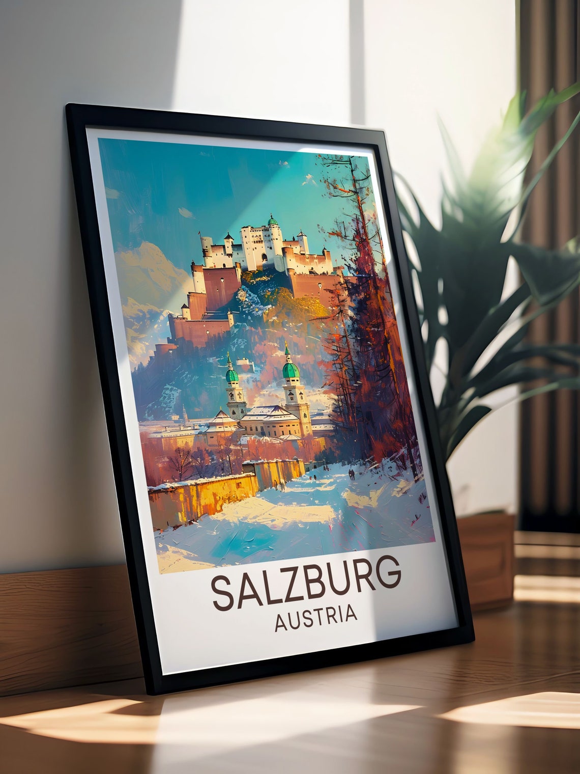 Salzburg Art Salzburg And Zauchensee Skiing Poster Austrian Ski Print Hohensalzburg Fortress Art Hohensalzburg Fortress Art - Image 2