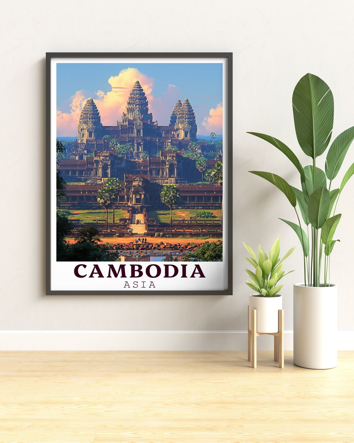 Cambodia Angkor Wat Temple Towers Glowing at Sunset Travel Poster - Image 3