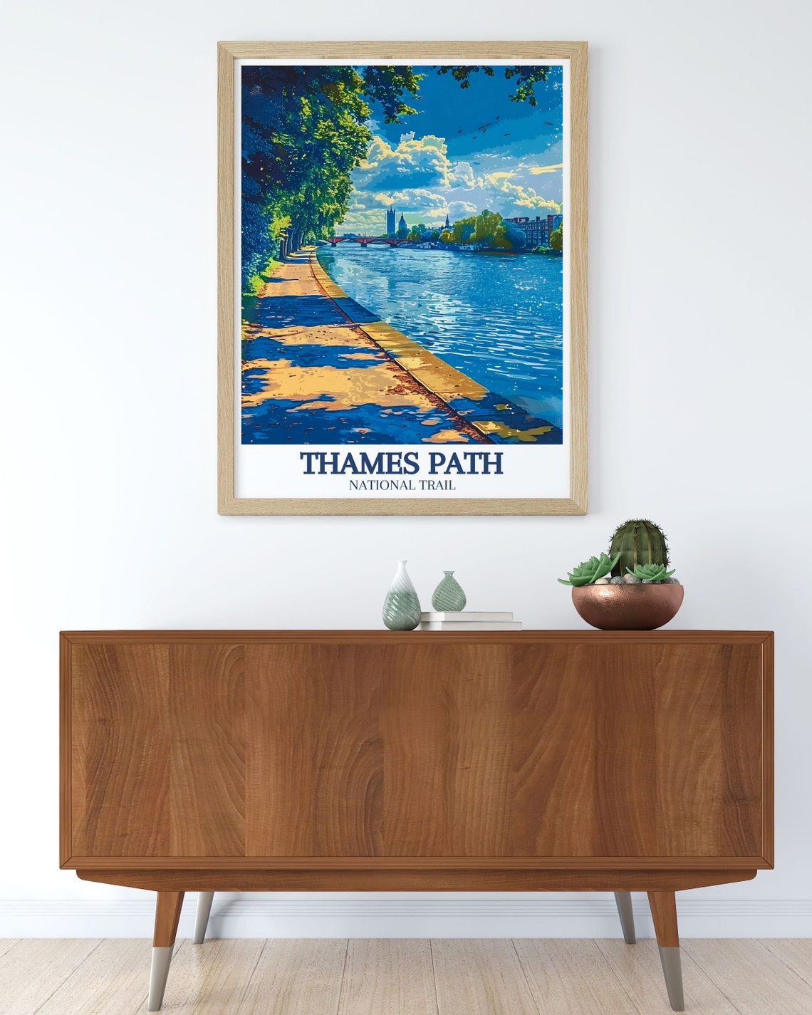 Thames Path England Embankment And City Skyline Travel Poster - Image 2