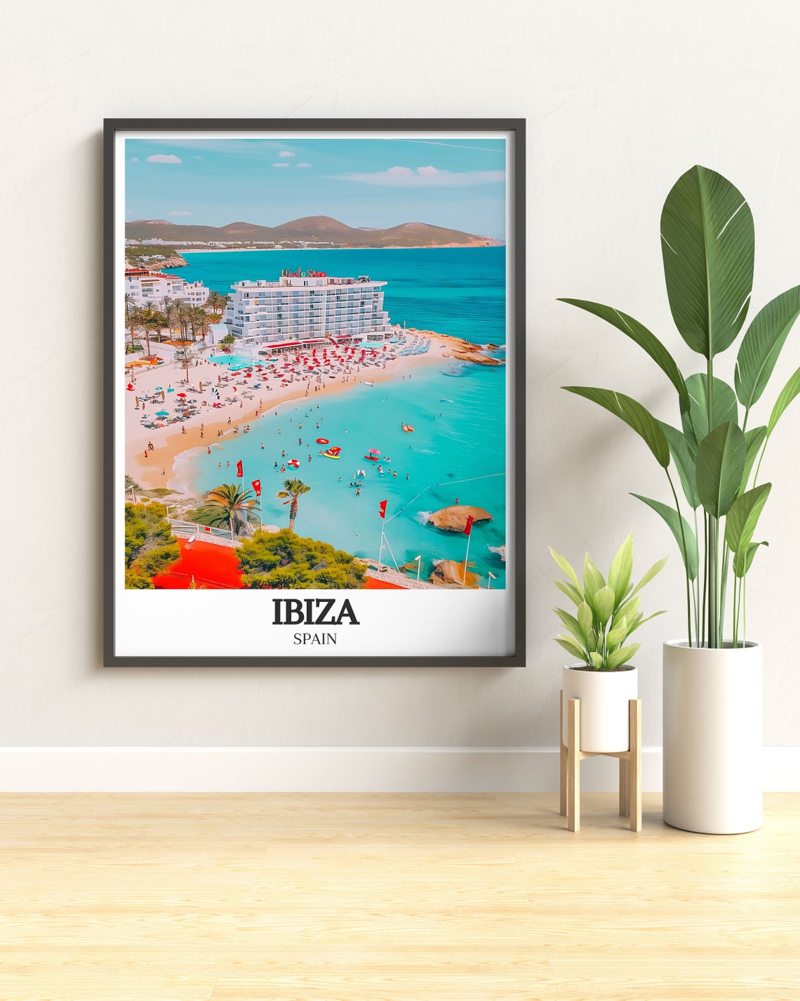 Ibiza Spain Beach Resort Hotel Aerial Bright Summer View Poster - Image 2