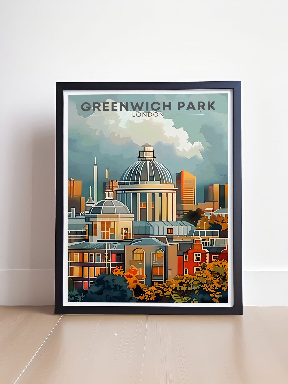 Greenwich Park London Skyline With Grand Dome Retro Travel Poster - Image 4