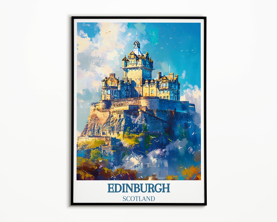 Edinburgh Castle Scotland Historic Fortress Painterly Art Poster - Image 3