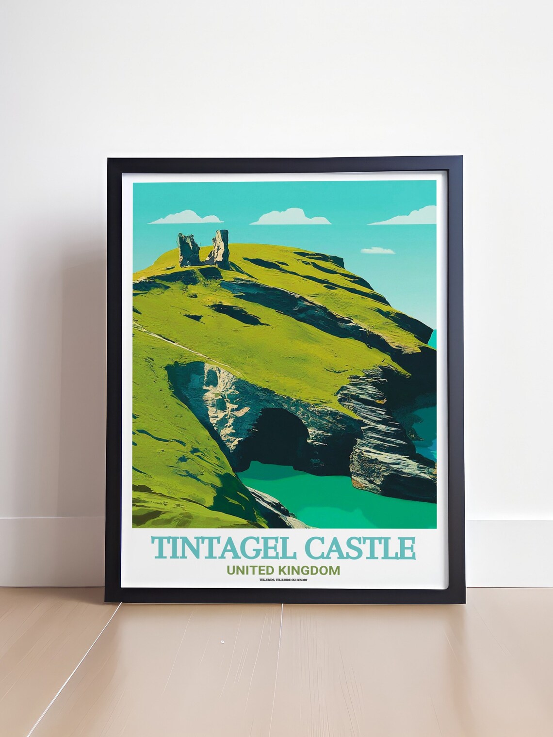 Tintagel Castle Cornwall England Retro Travel Art Landmark Poster - Image 3