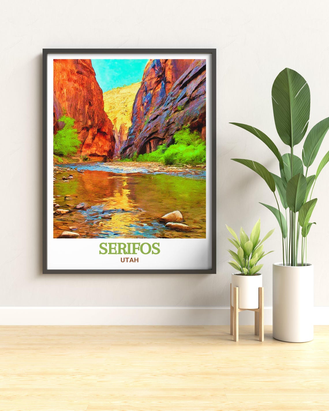 Serifos Utah Red Rock Canyon River Reflections Travel Poster - Image 3