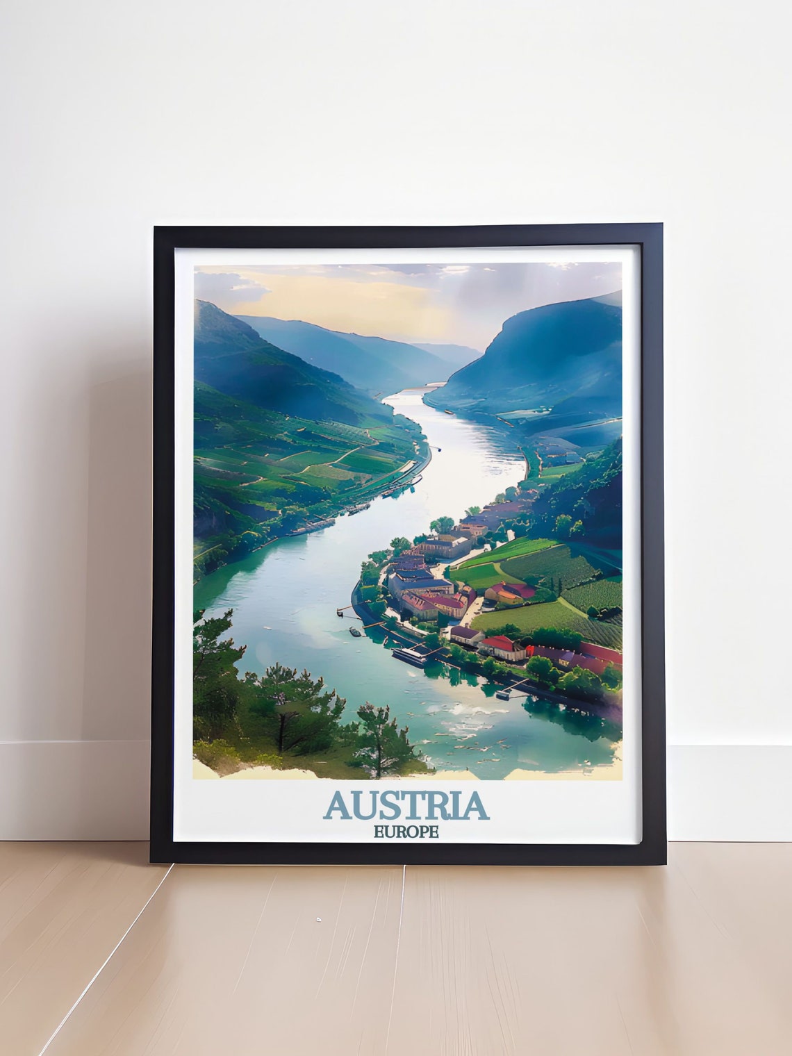 Austria Danube River Valley Vineyard Village Panoramic Travel Poster - Image 4