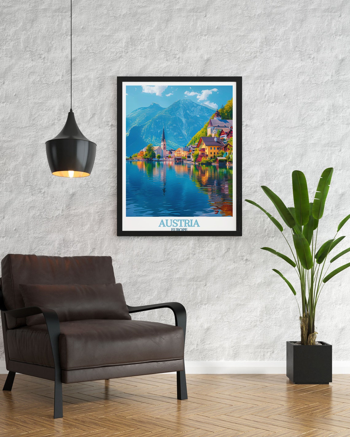 Hallstatt Austria Lakeside Village Reflections Mirror Lake Poster - Image 3
