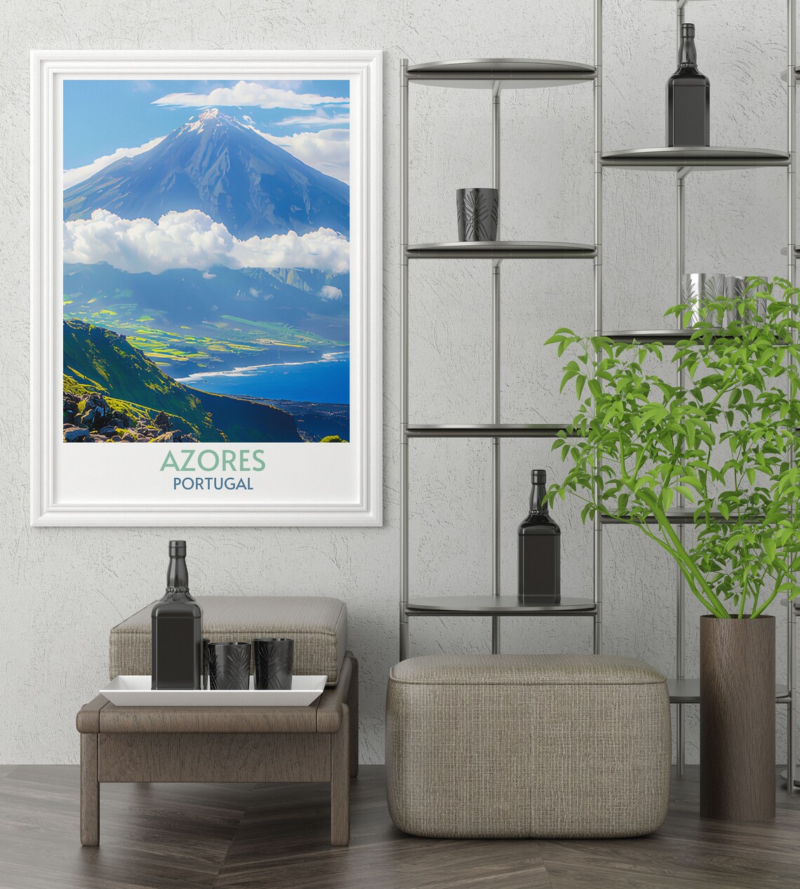 Azores Portugal Mount Pico Volcano Clouds Summit Island Travel Poster - Image 2