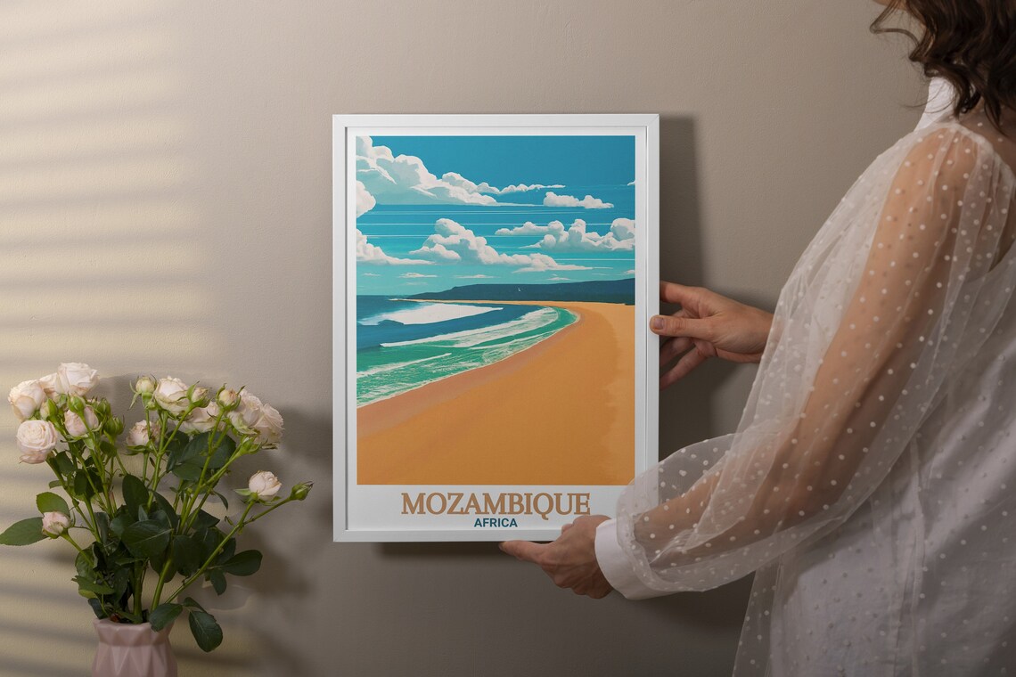 Mozambique Tofo Beach Turquoise Waves Golden Sand Travel Poster - Image 2