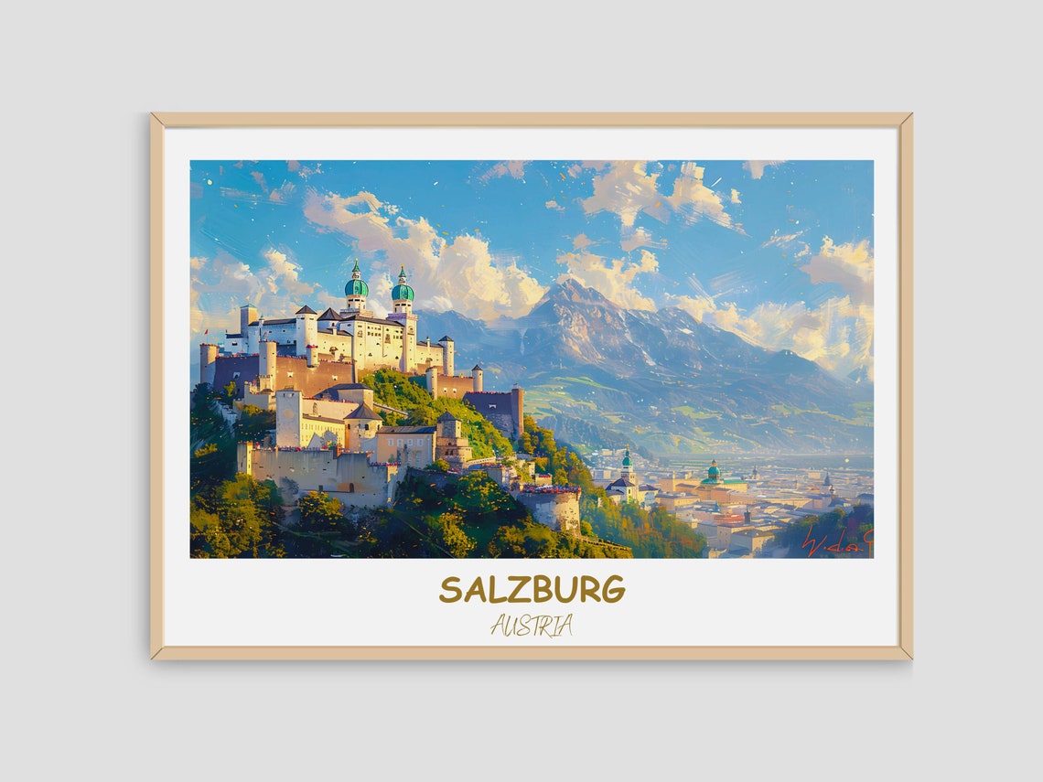 Salzburg Print Salzburg Home Dcor Hohensalzburg Castle Cityscape Art Print Salzburg Wall Art For Travel Enthusiast Salzburg Austria Poster - Image 4