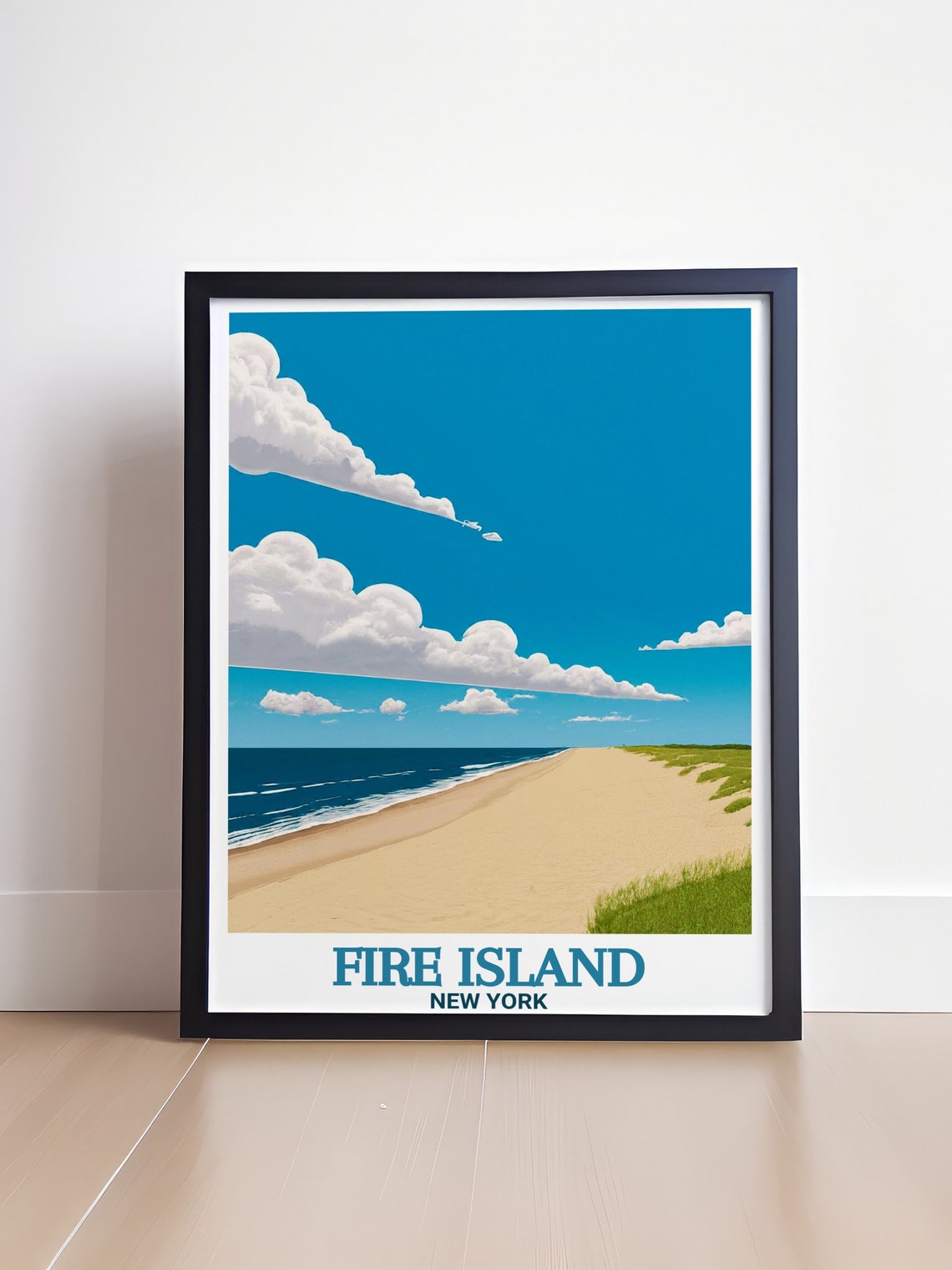 Fire Island New York Ocean Beach Dunes Shoreline Waves Poster - Image 4