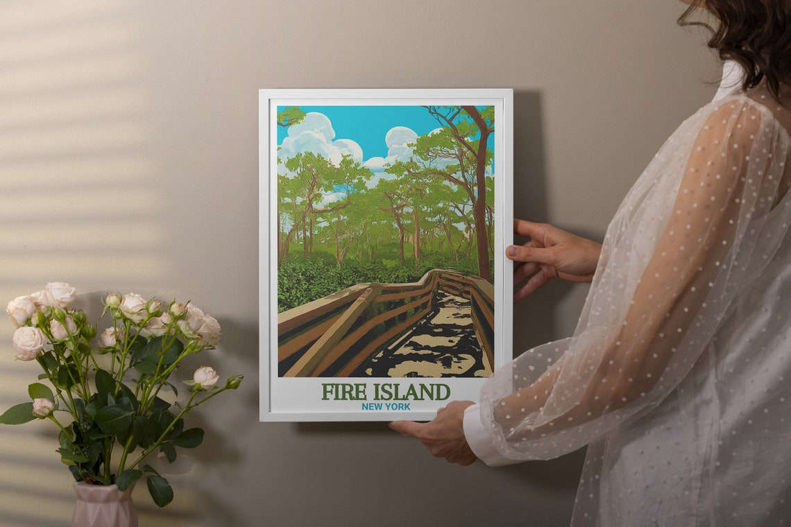 Fire Island New York Sunken Forest Boardwalk Woods Trail Poster - Image 2