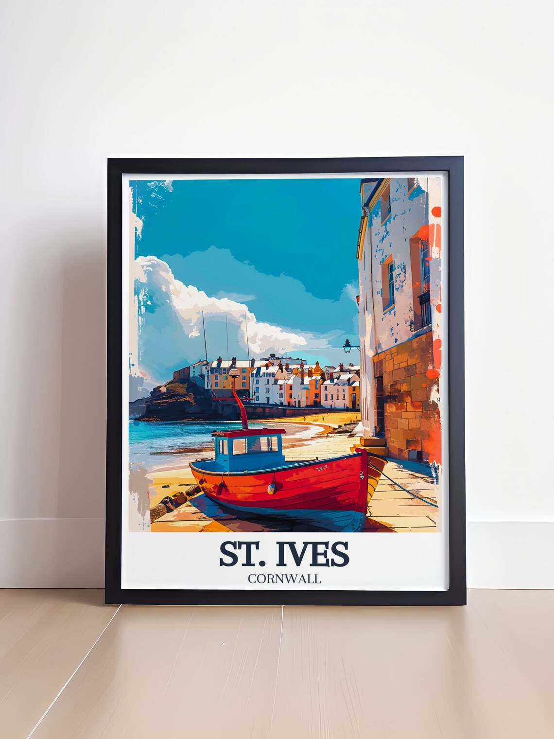 St Ives Cornwall Harbor Red Fishing Boat Porthmeor Travel Poster - Image 4