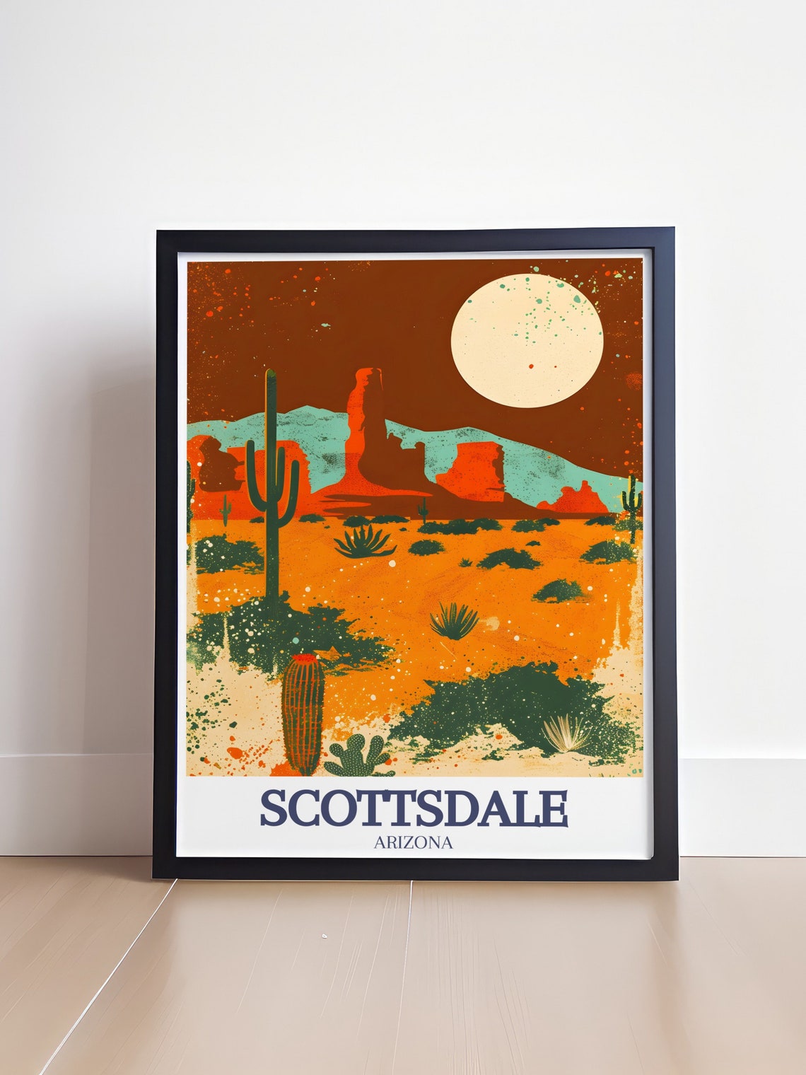 Scottsdale Arizona Desert Sunset Landscape with Saguaro Cacti Poster - Image 4