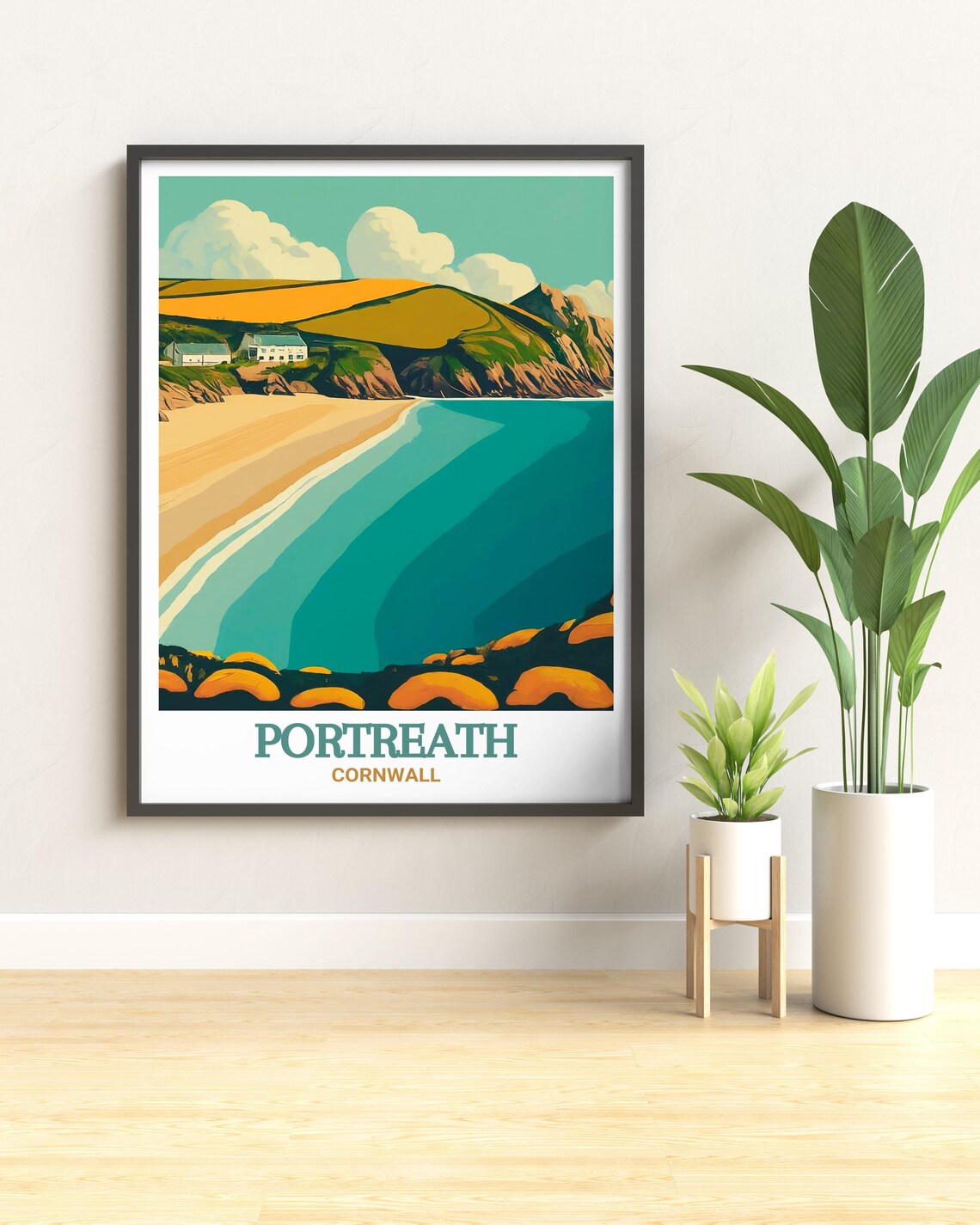 Portreath Cornwall Golden Sands and Cliff Village Travel Poster - Image 3