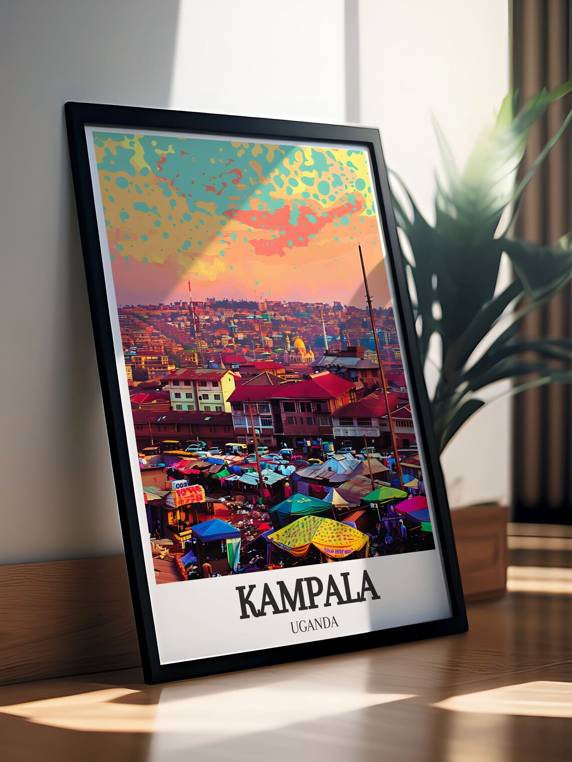 Kampala Nakasero Market Colorful Umbrellas Uganda City View Poster - Image 2