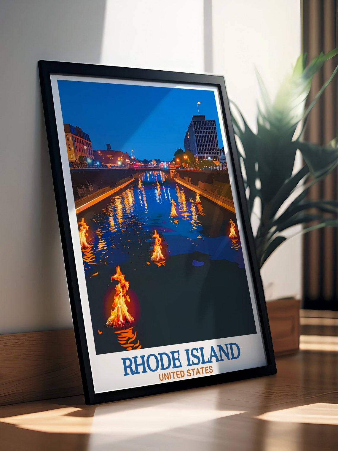 Rhode Island USA Providence WaterFire River Night Flames Poster - Image 2