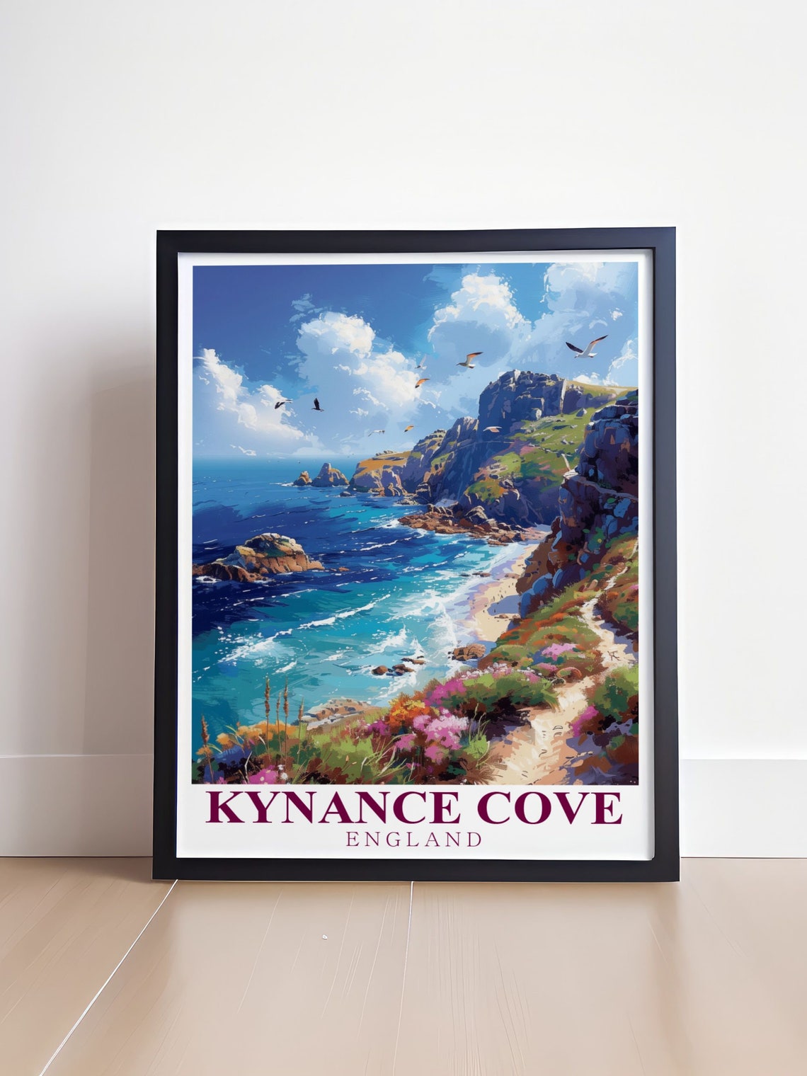 Kynance Cove Dramatic Cliffs and Seabirds on Cornwall Coast Poster - Image 4
