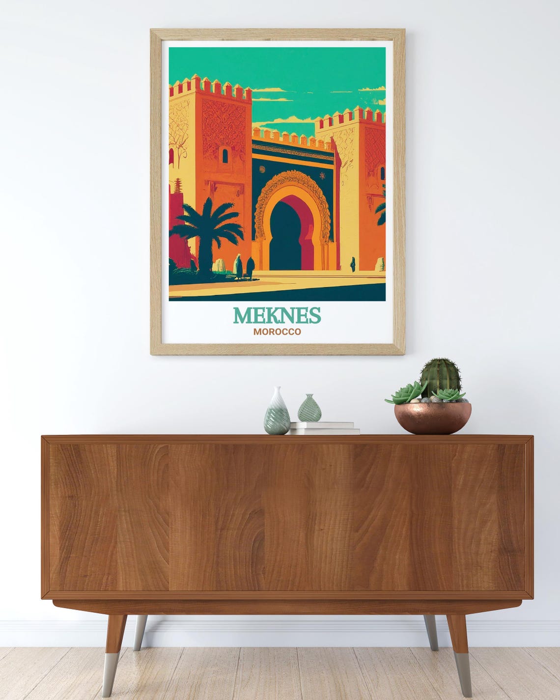 Meknes Morocco Bab Mansour Gate Crenellated Towers Palm Poster - Image 2