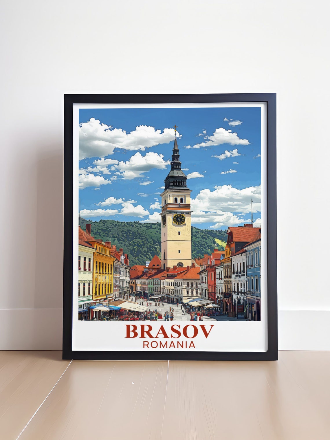 Brasov Romania Travel Print Council Square Brasov Travel Print Brasov Romania Poster Brasov Travel Poster Of Council Square Romania - Image 4