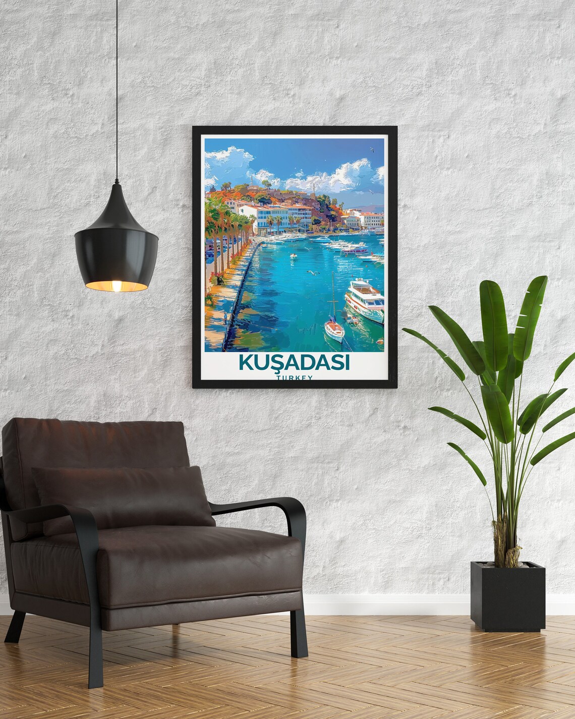 Kusadasi Art Kuadas Decor And Turkey Art Work Kusadasi Marina Travel Poster Kusadasi Marina Poster Kuadas Print - Image 2