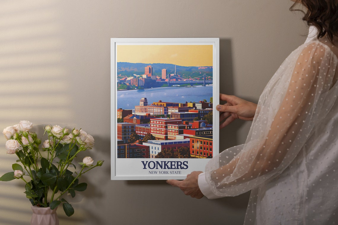 Yonkers New York Hudson River Downtown Cityscape Travel Poster - Image 2