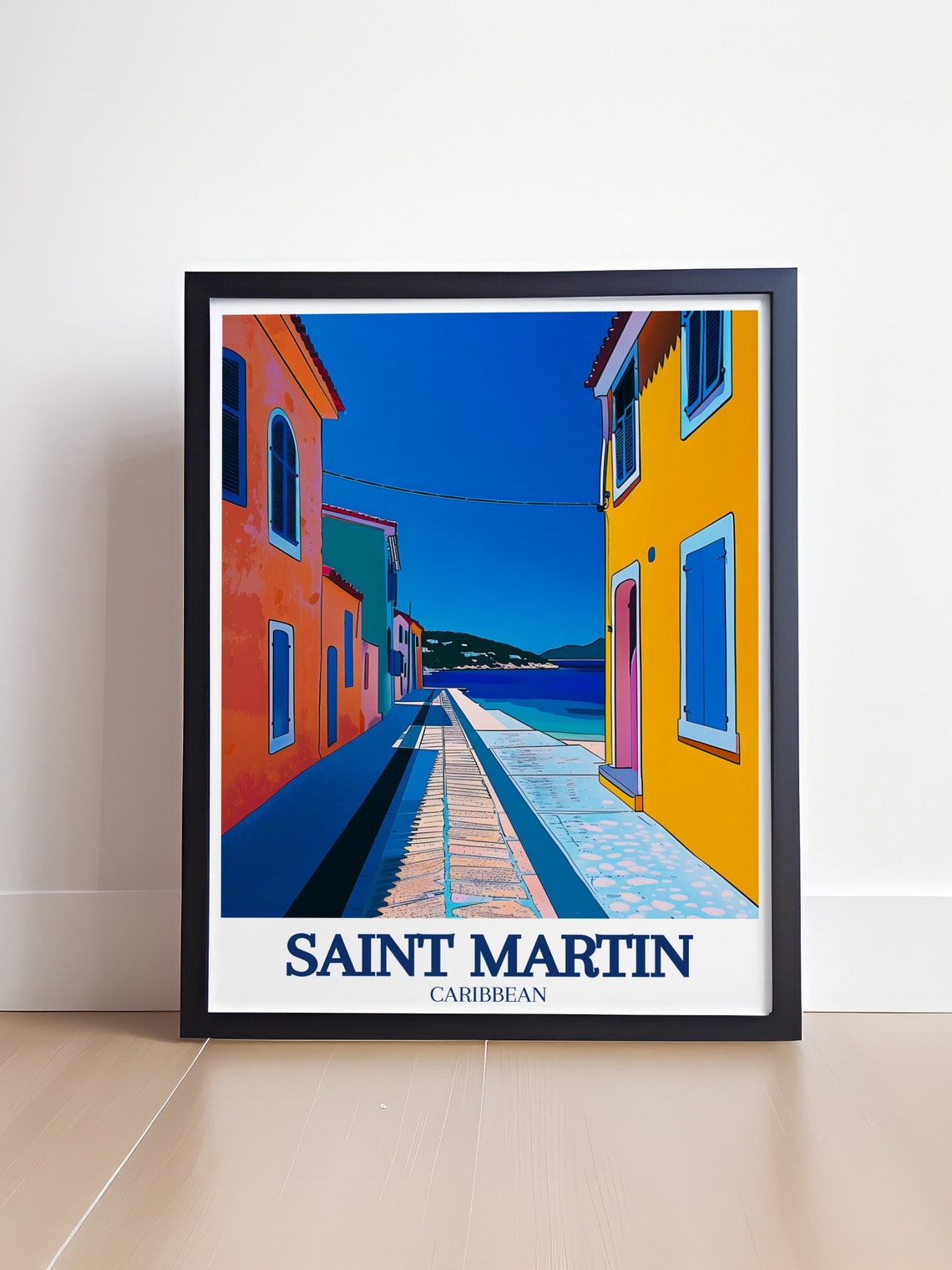 Saint Martin Caribbean Colorful Street Sea Bold Flat Art Poster - Image 4