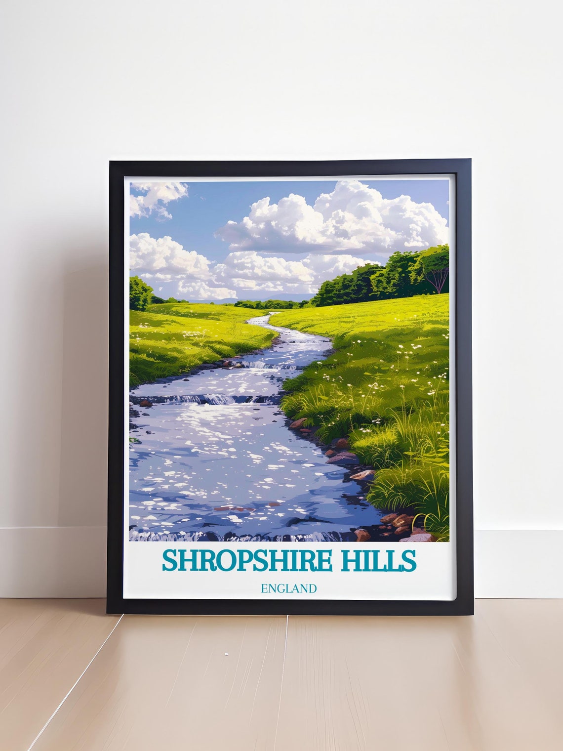 Shropshire Hills England Sparkling Stream Through Green Valley Poster - Image 4