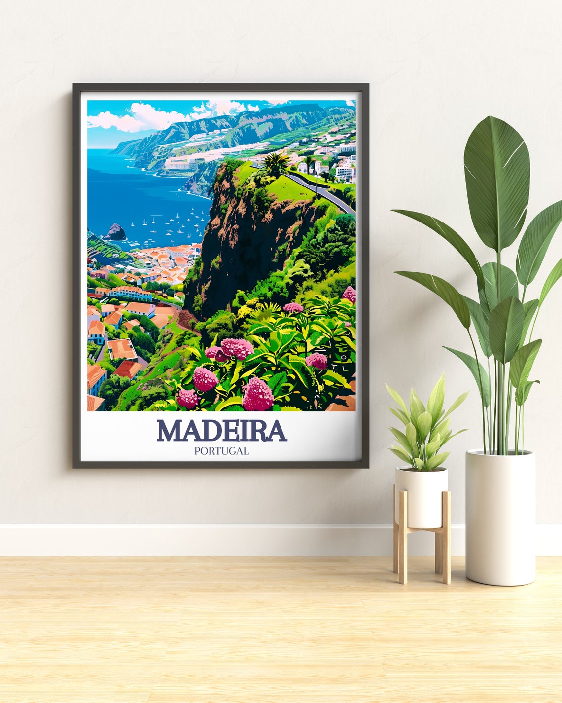 Madeira Portugal Lush Green Coast Cliffs Valley Travel Poster - Image 2