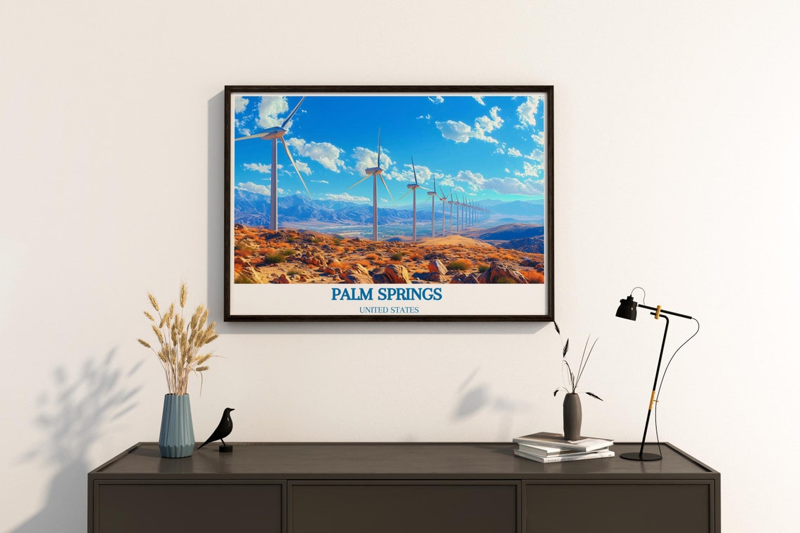 Palm Springs California Wind Turbine Farm Desert View Poster - Image 4