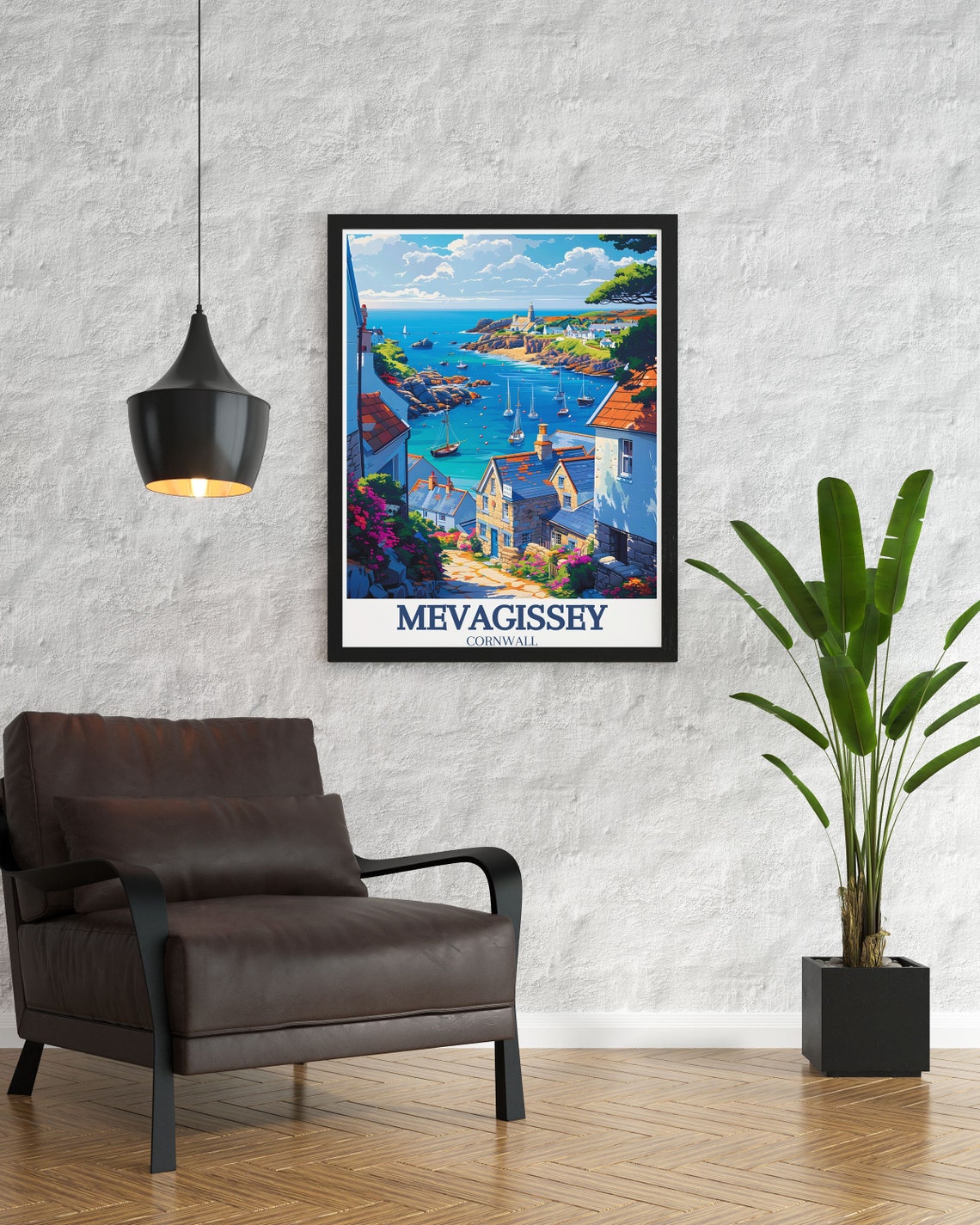 Mevagissey Cornwall Village Path Leading Down To The Harbor Poster - Image 3
