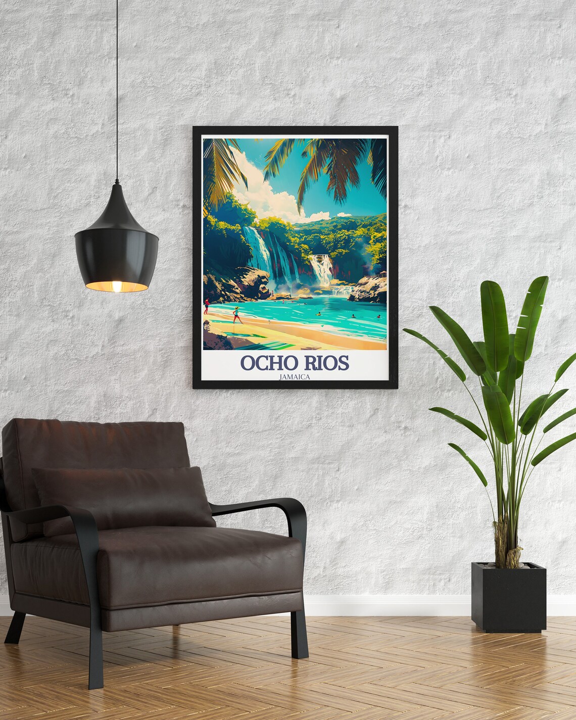 Dunns River Falls Ocho Rios Jamaica Beach Cascades Travel Poster - Image 3