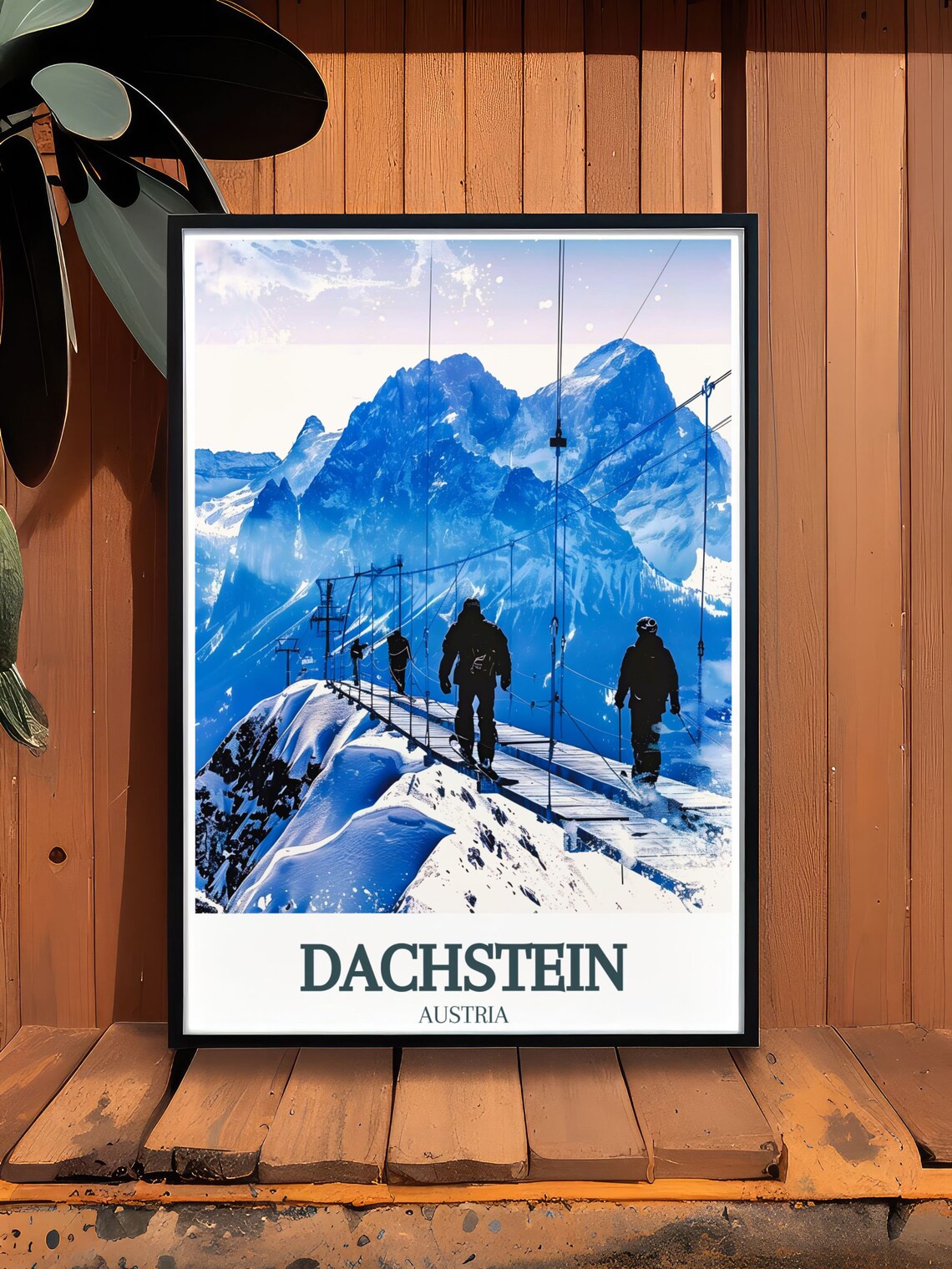 Dachstein Skywalk Suspension Bridge Hikers Alpine Peaks Austria Poster - Image 3