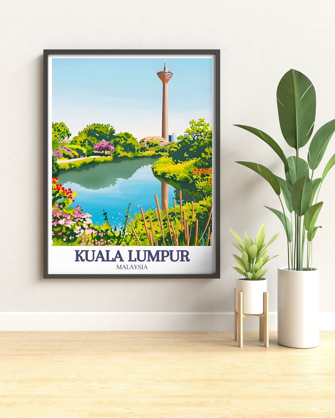 Kuala Lumpur KLCC Park Lake and KL Tower Malaysia Travel Poster - Image 3