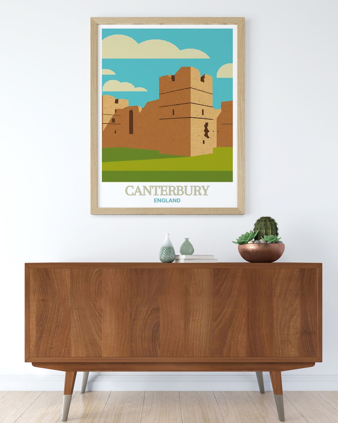 Canterbury Castle Norman Ruins Blue Sky England Travel Poster - Image 3