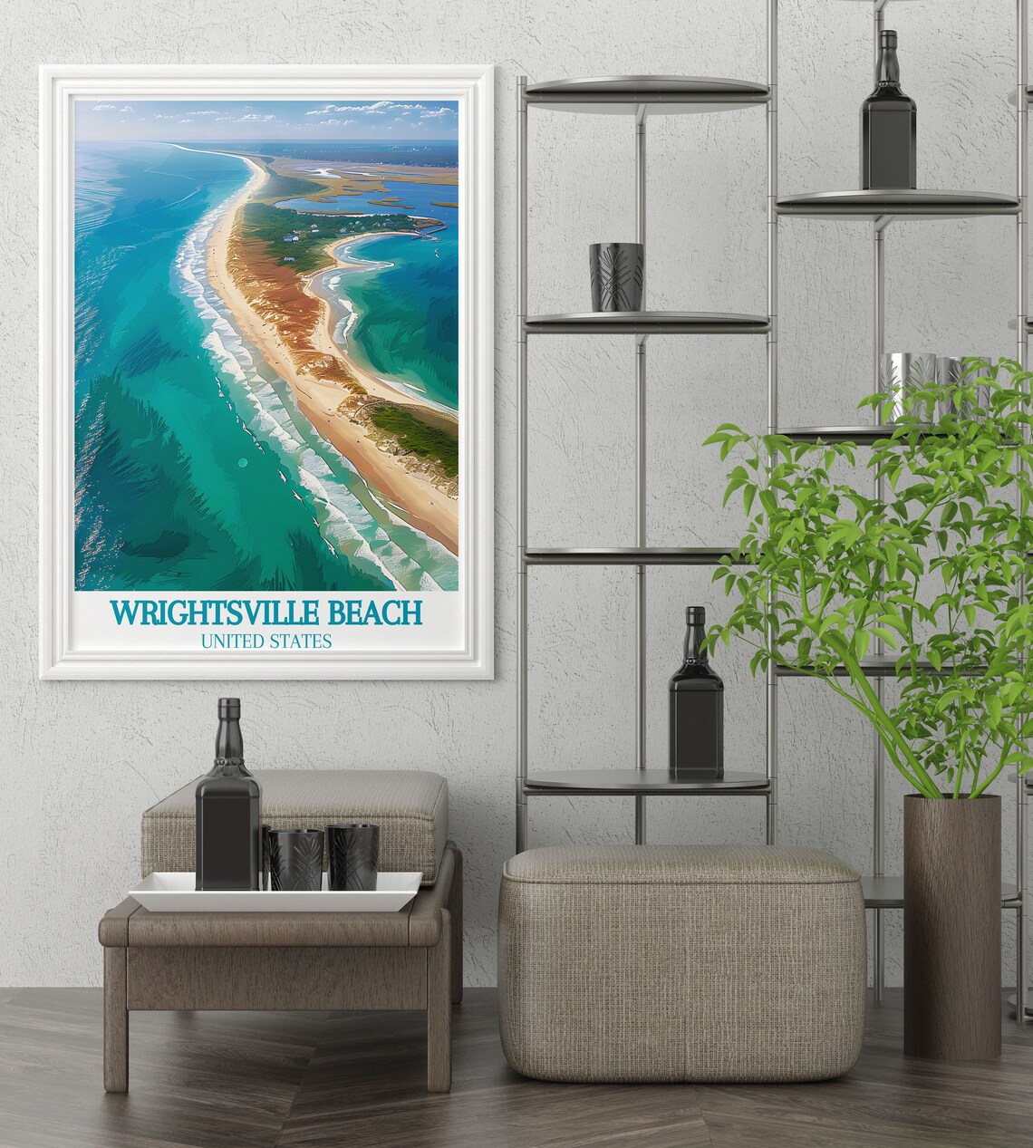 Wrightsville Beach Aerial Masonboro Island Coast Travel Poster - Image 3