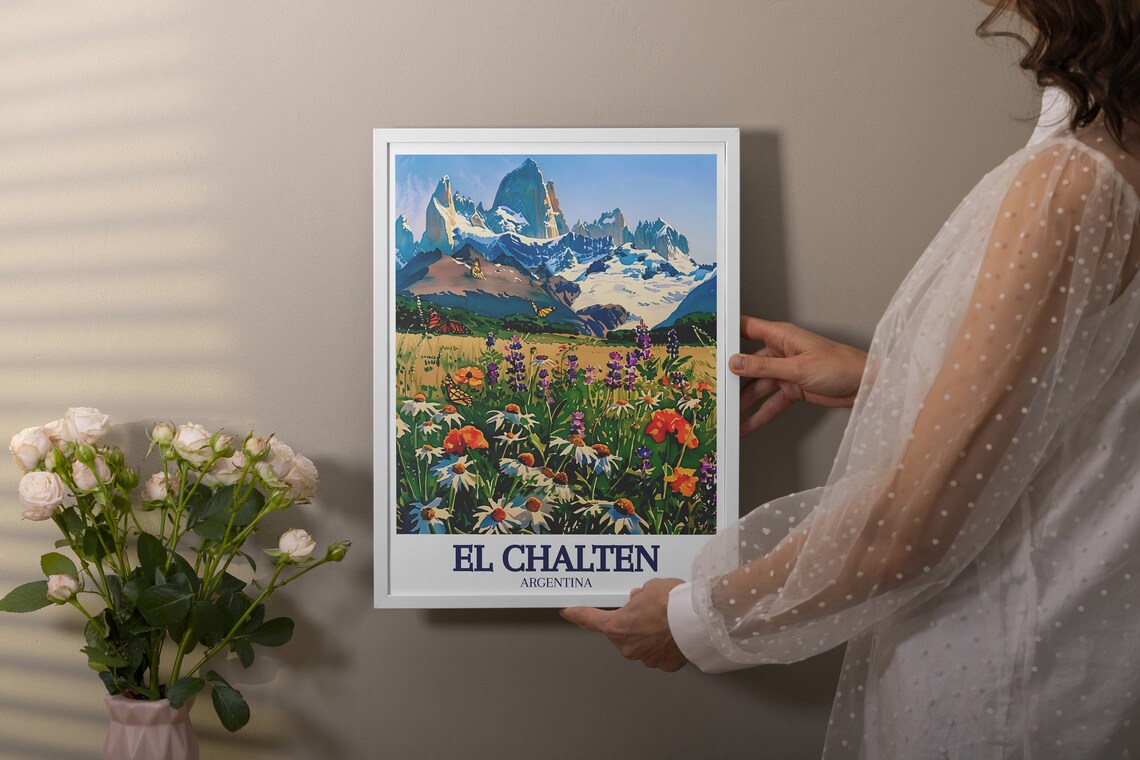 El Chalten Mount Fitz Roy Wildflower Meadow Scenic Travel Poster - Image 2