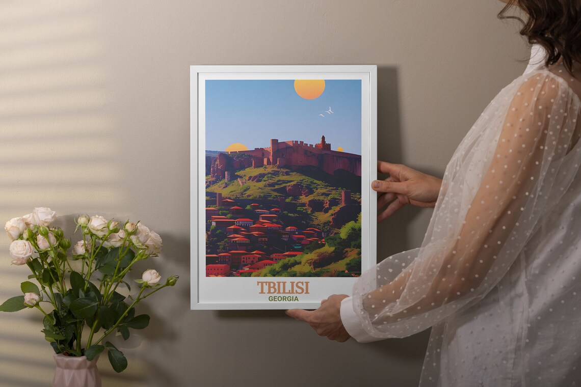 Tbilisi Georgia Narikala Fortress Sunset Old Town Travel Poster - Image 2