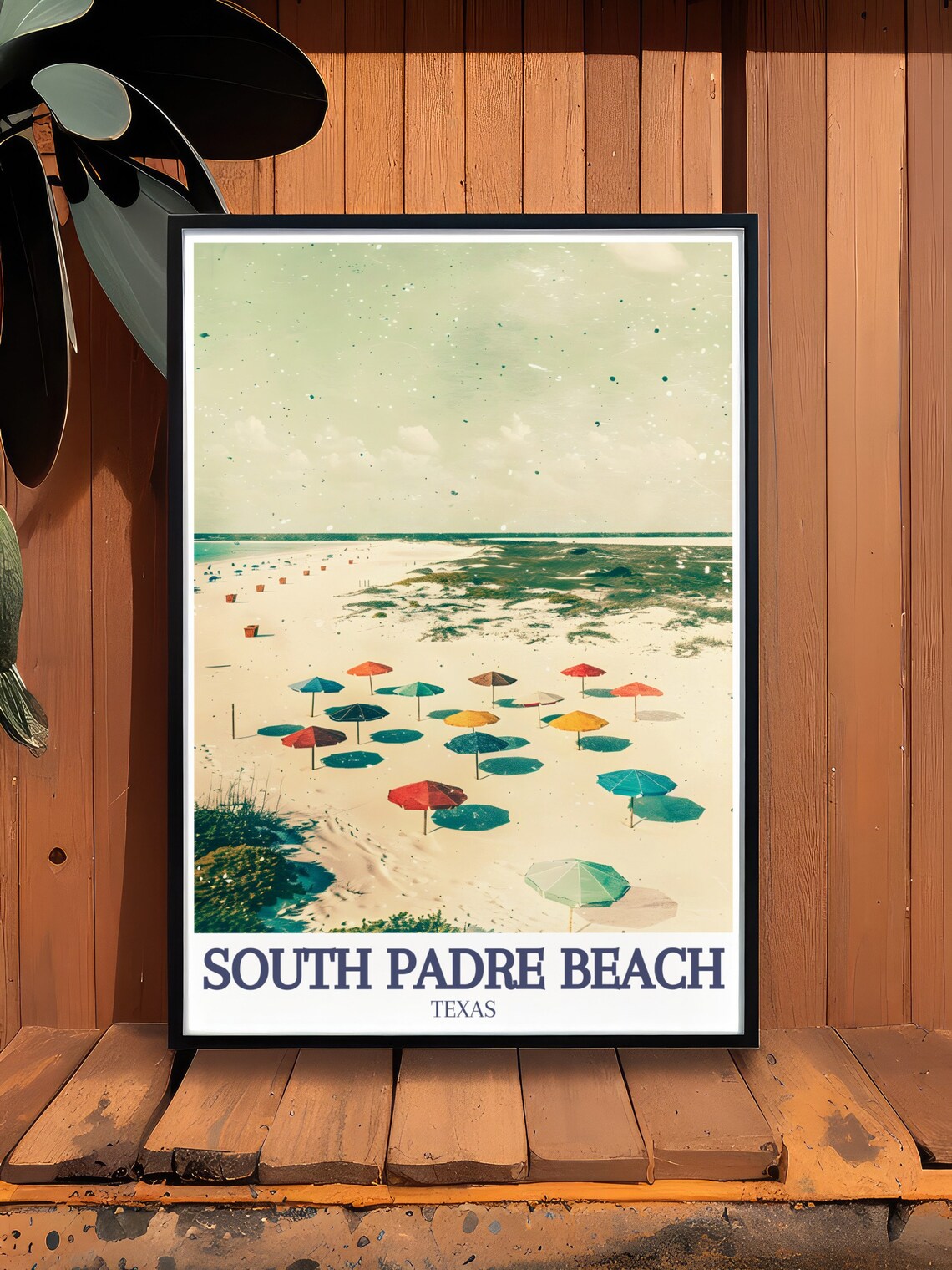 South Padre Island Texas Beach Umbrellas Aerial Summer Travel Poster - Image 2