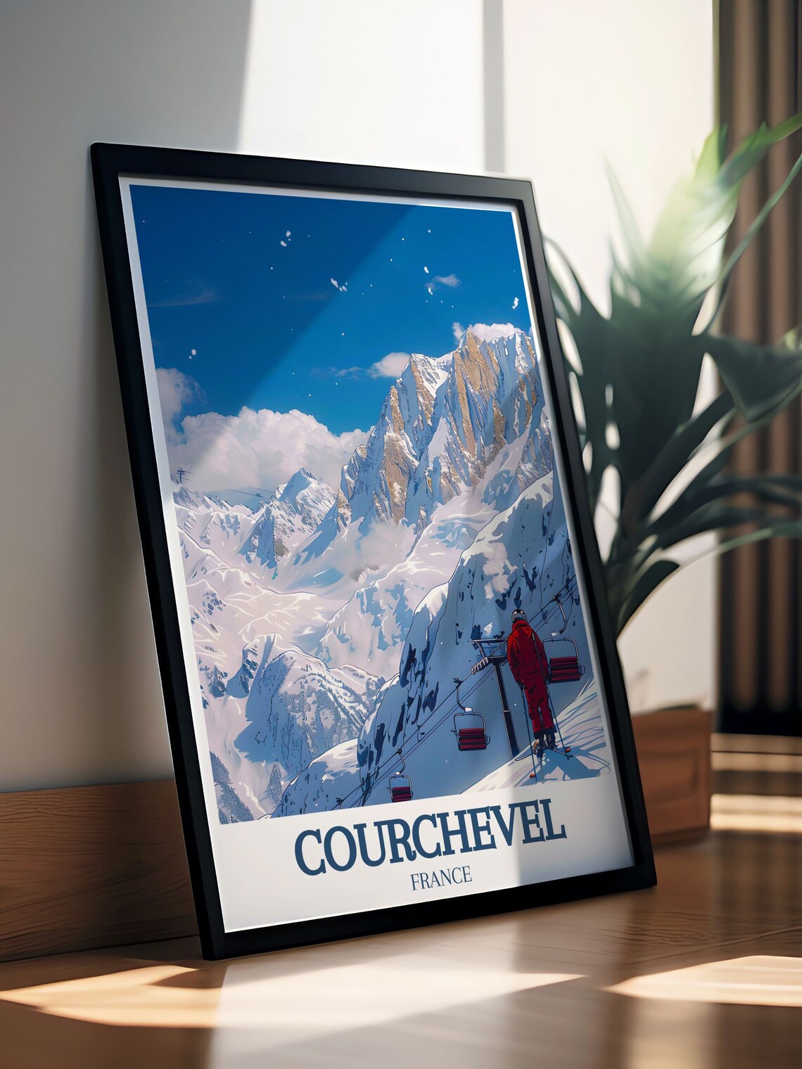 Courchevel France Chairlift Ski Resort Alpine Peaks Travel Poster - Image 3