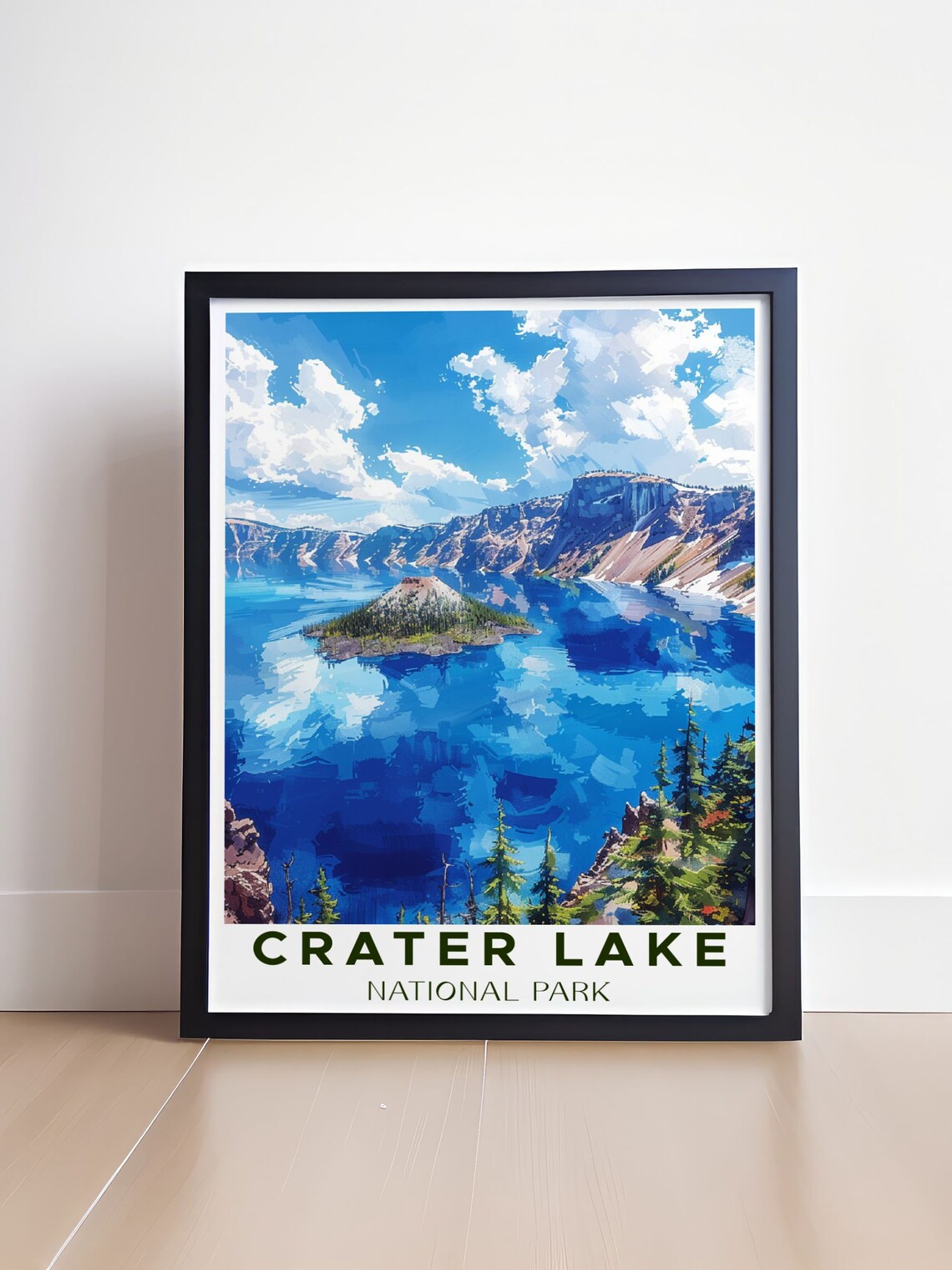 Crater Lake National Park Deep Blue Summer View Travel Poster - Image 4