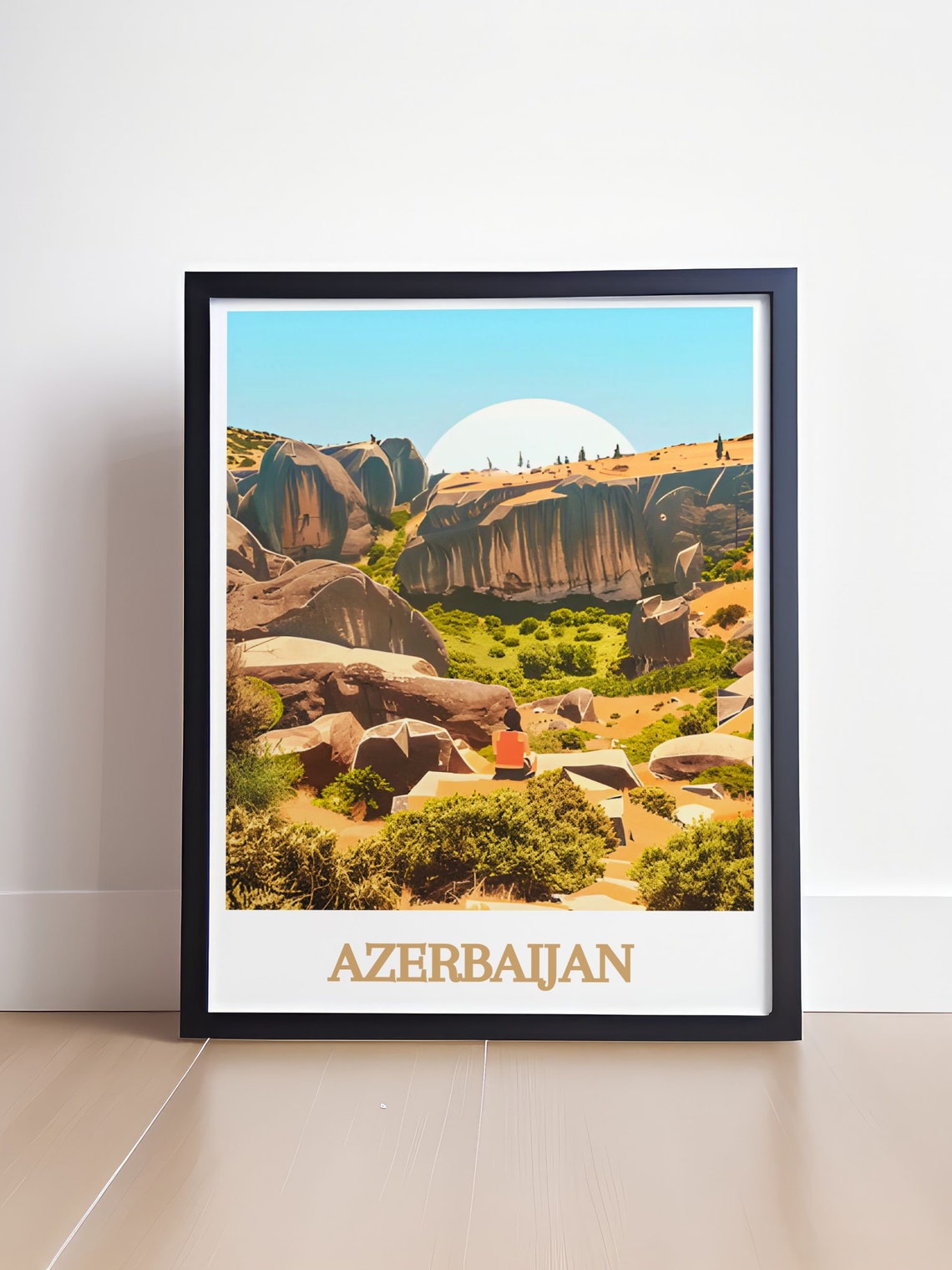 Azerbaijan Gobustan Ancient Rock Formations Under Bright Sun Poster - Image 4